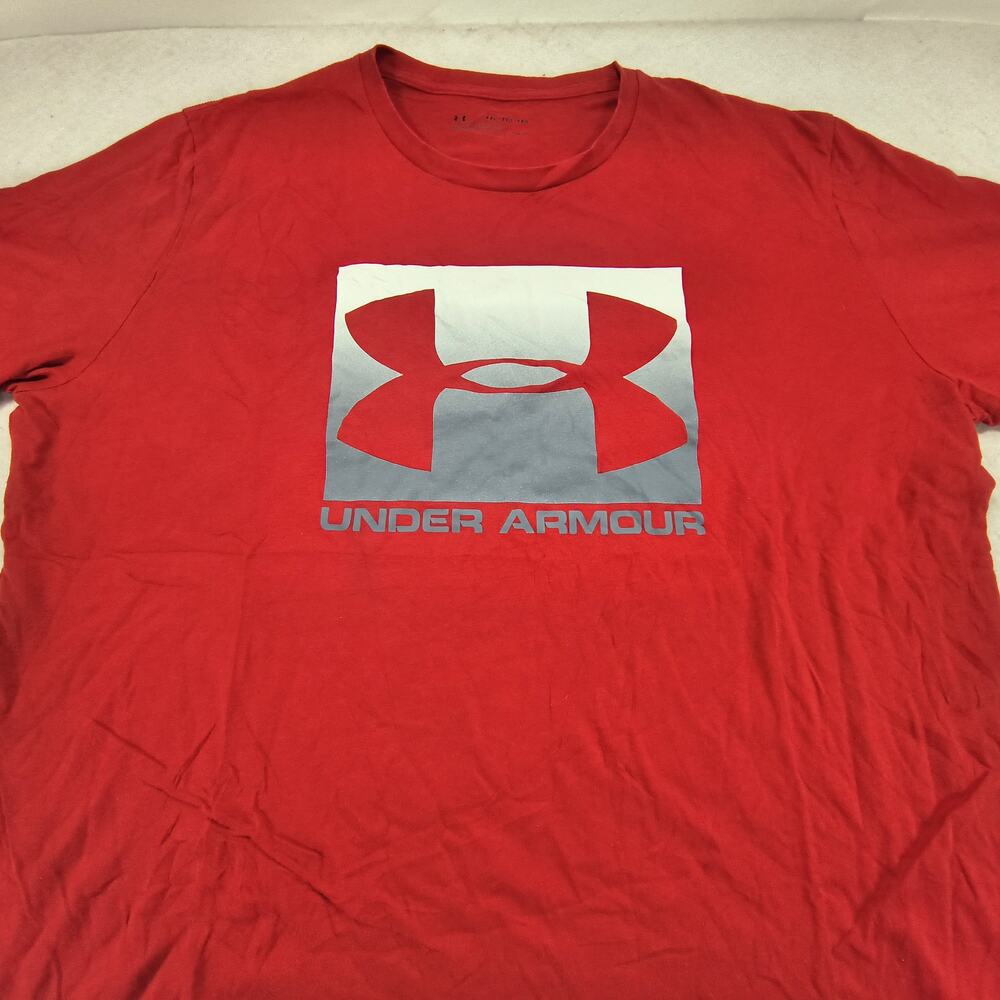 Under Armour Crew Neck Short Sleeve Casual T Shirt Mens Size 2XL Red Gray
